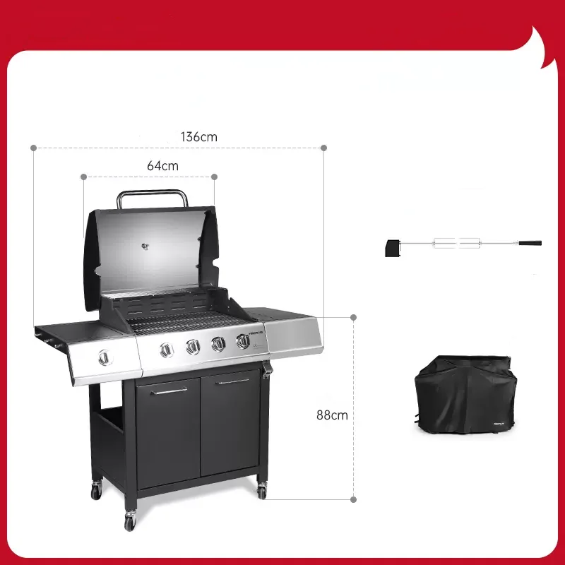 Outdoor Gas Barbecue Stove Large Barbecue BBQ Stainless Steel - Image 10