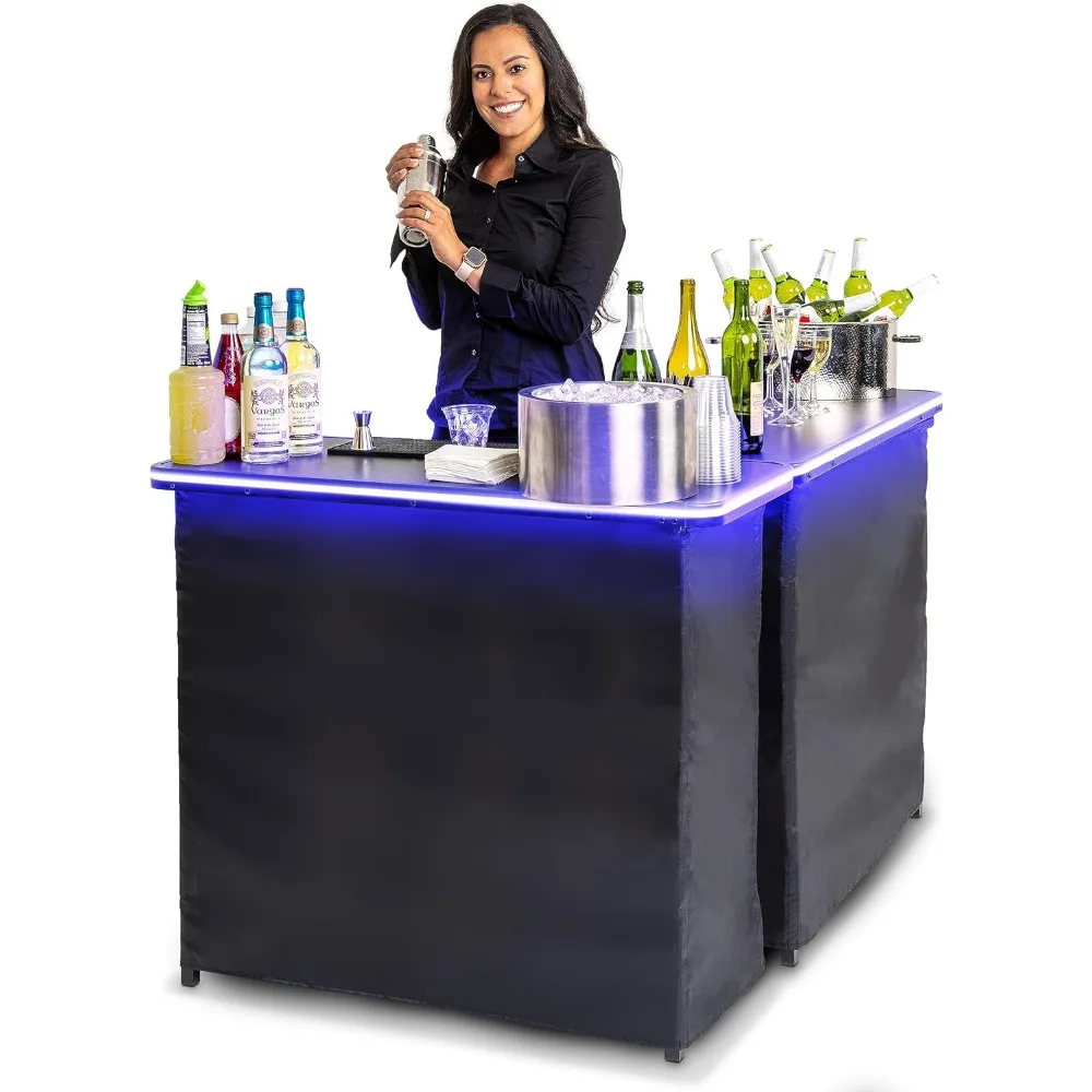 Portable Double Bar Table Set with Multi-Color LED Lights - Image 8