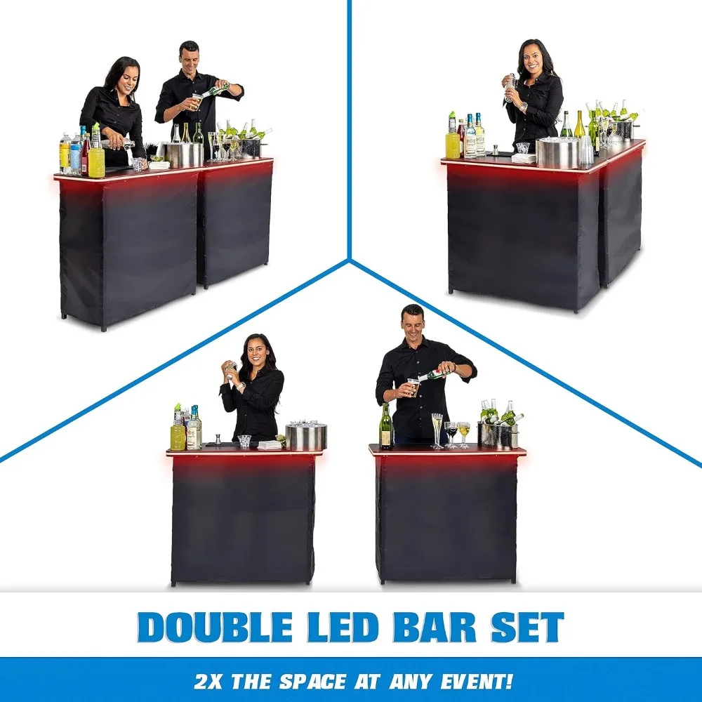 Portable Double Bar Table Set with Multi-Color LED Lights - Image 4