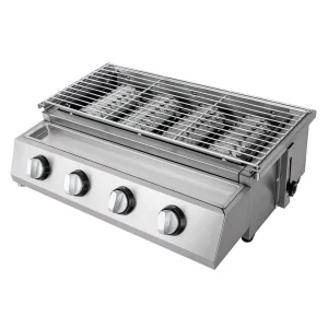 Height Adjustable Stainless Steel Smokeless Grill with 4 Individual Burners