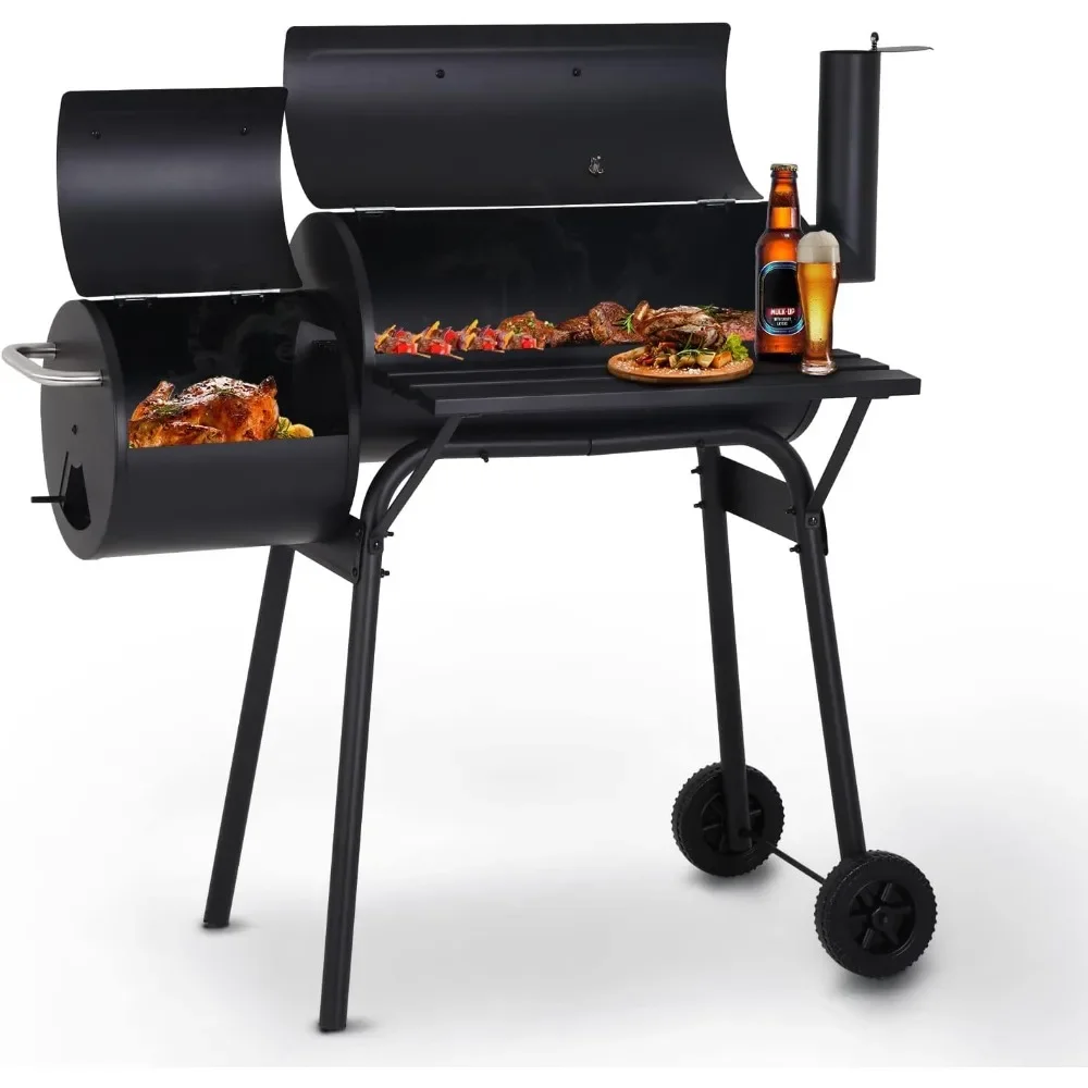 Charcoal Grills Outdoor BBQ Grill Offset Smoker with Wheels