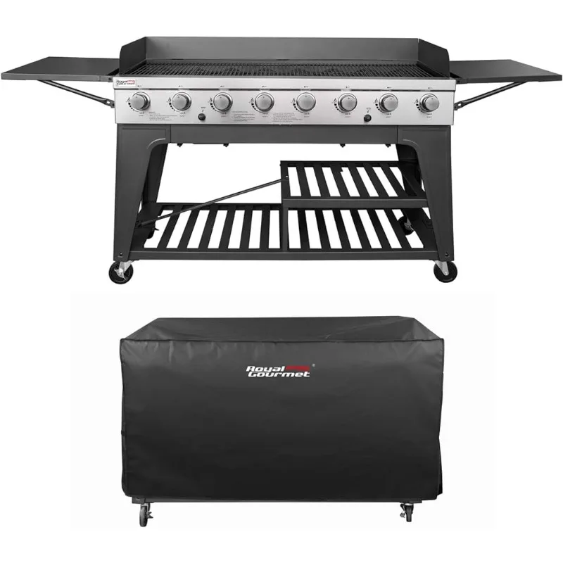 Event 8-Burner BBQ Propane Gas Grill with Cover, Picnic for Camping Outdoor