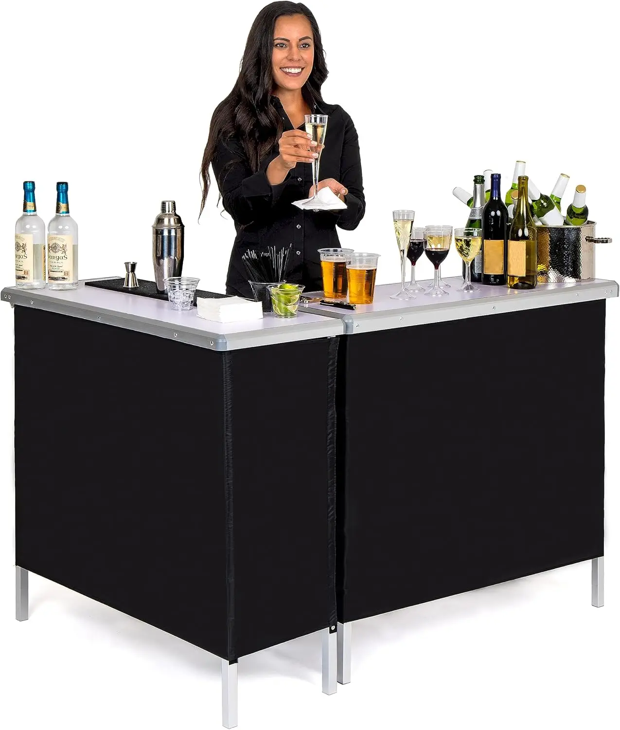 Portable Double Bar Table Set with Multi-Color LED Lights - Image 9