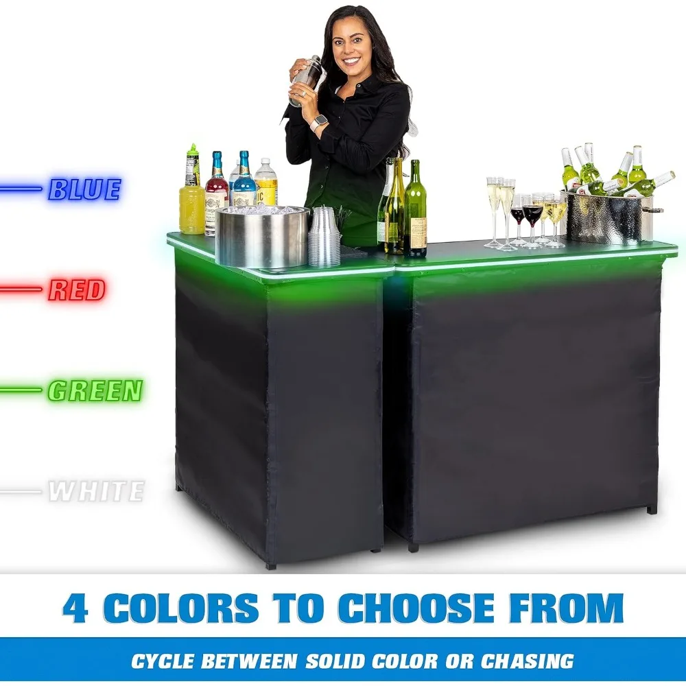 Portable Double Bar Table Set with Multi-Color LED Lights - Image 5